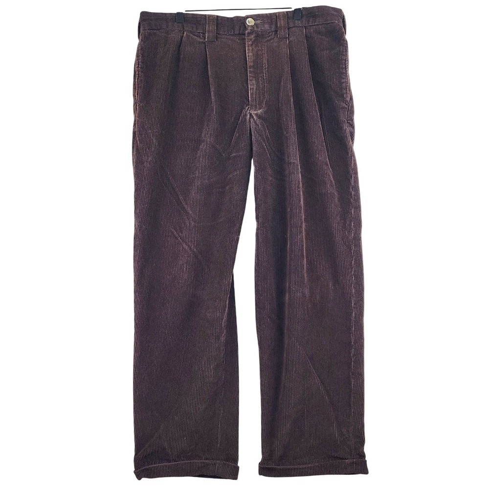 Vintage L.L. Bean Corduroy Pants Mens 36 Brown Pleated Classic Fit